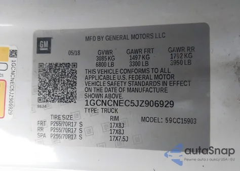 2018 Chevrolet Silverado 1500 Wt from USA, damaged, VIN 1GCNCNEC5JZ906929